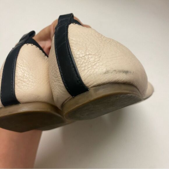 Banana Republic leather tan black cap toe classic Ballet Flats comfort shoes 9.5 - Picture 5 of 9
